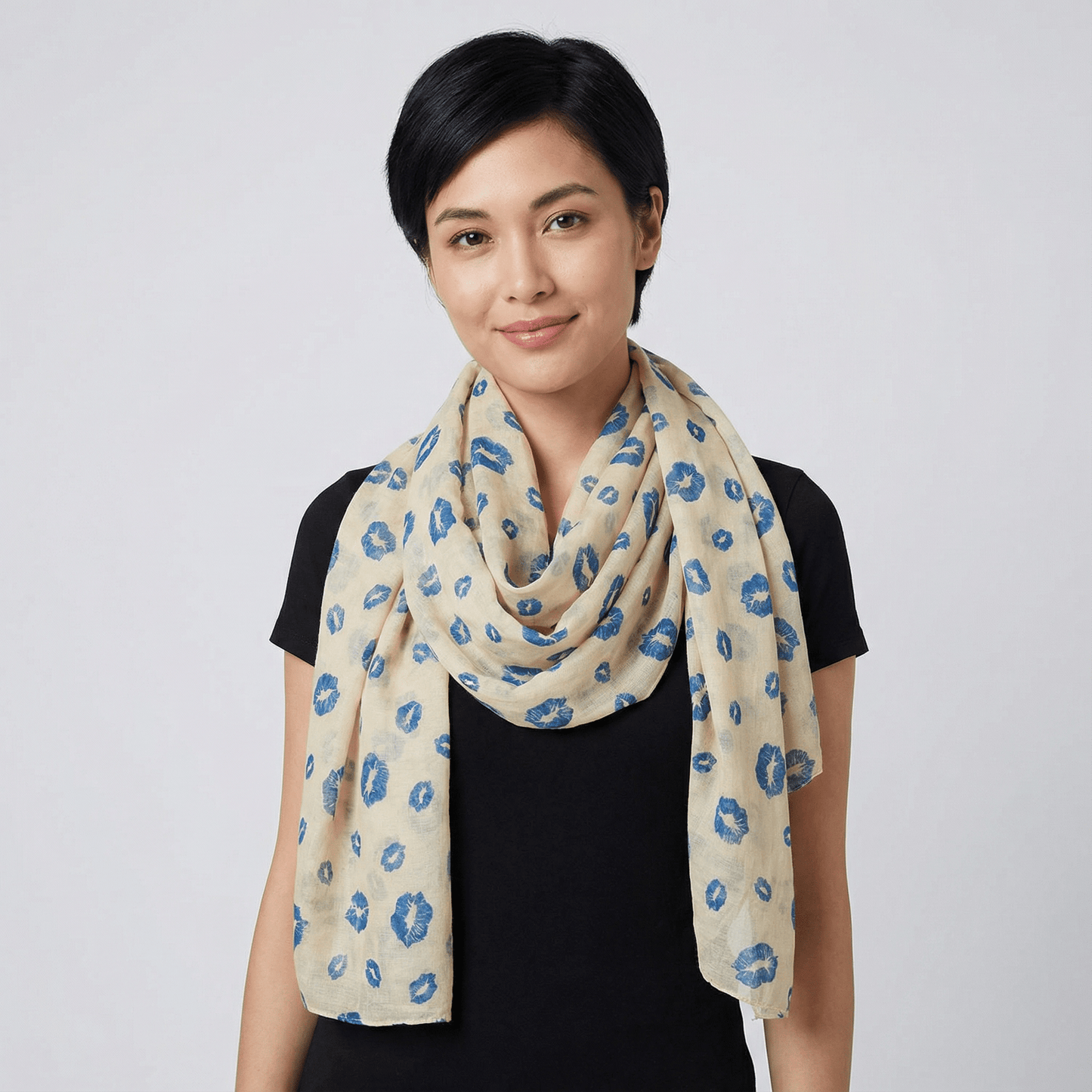 Lipstick Lover Kiss Print Scarf in Blue or Red