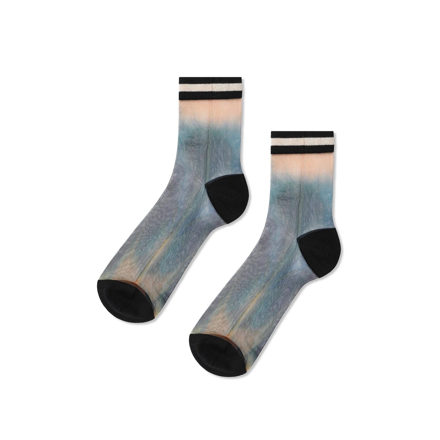 Lisse Tie Dye Sheer Ankle Socks in Shibori or Marble Pattern | Premium Japanese Seamless Toe Women’s Socks