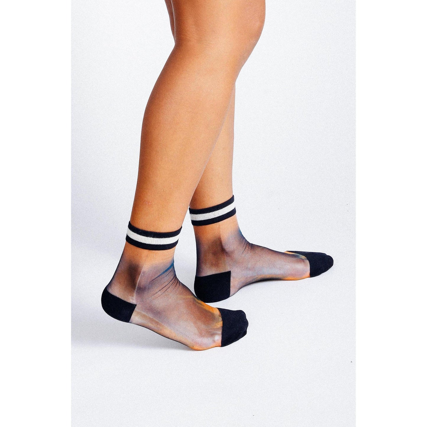 Lisse Tie Dye Sheer Ankle Socks in Shibori or Marble Pattern | Premium Japanese Seamless Toe Women’s Socks