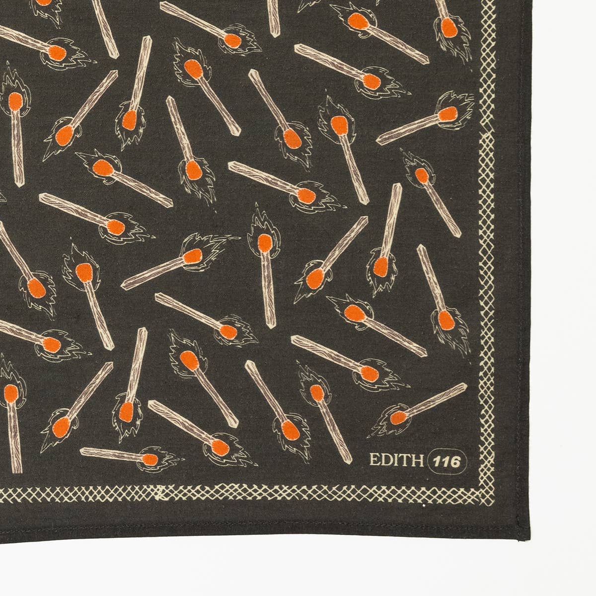 Lit Matches 🧨 No. 116 Edith Bandana in Charcoal and Red | 22" x 22" Premium Cotton