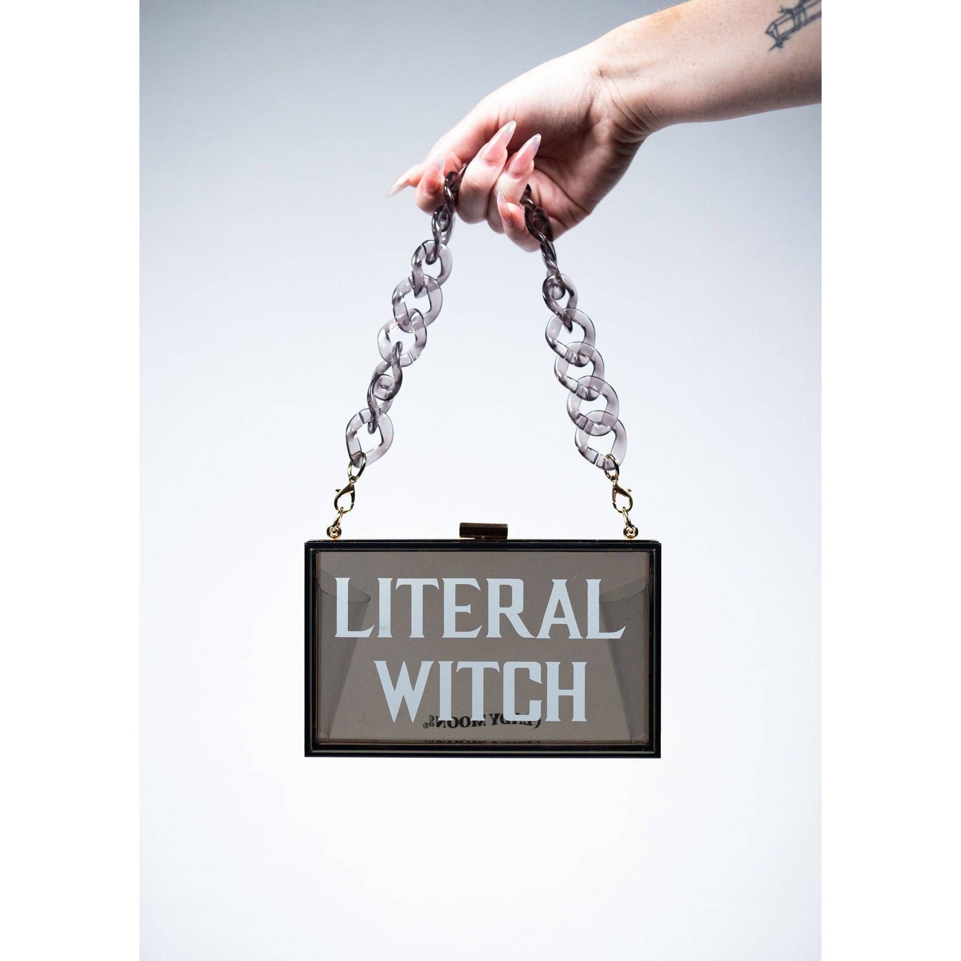 Literal Witch Transparent Hard Black Clutch Bag