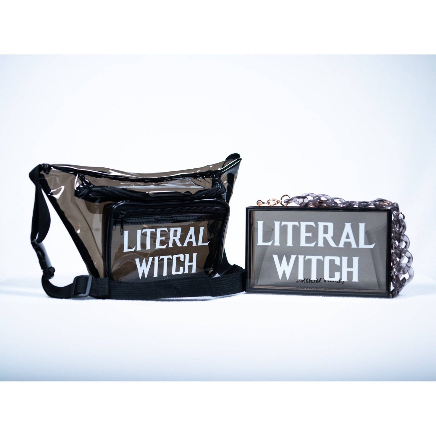 Literal Witch Transparent Hard Black Clutch Bag