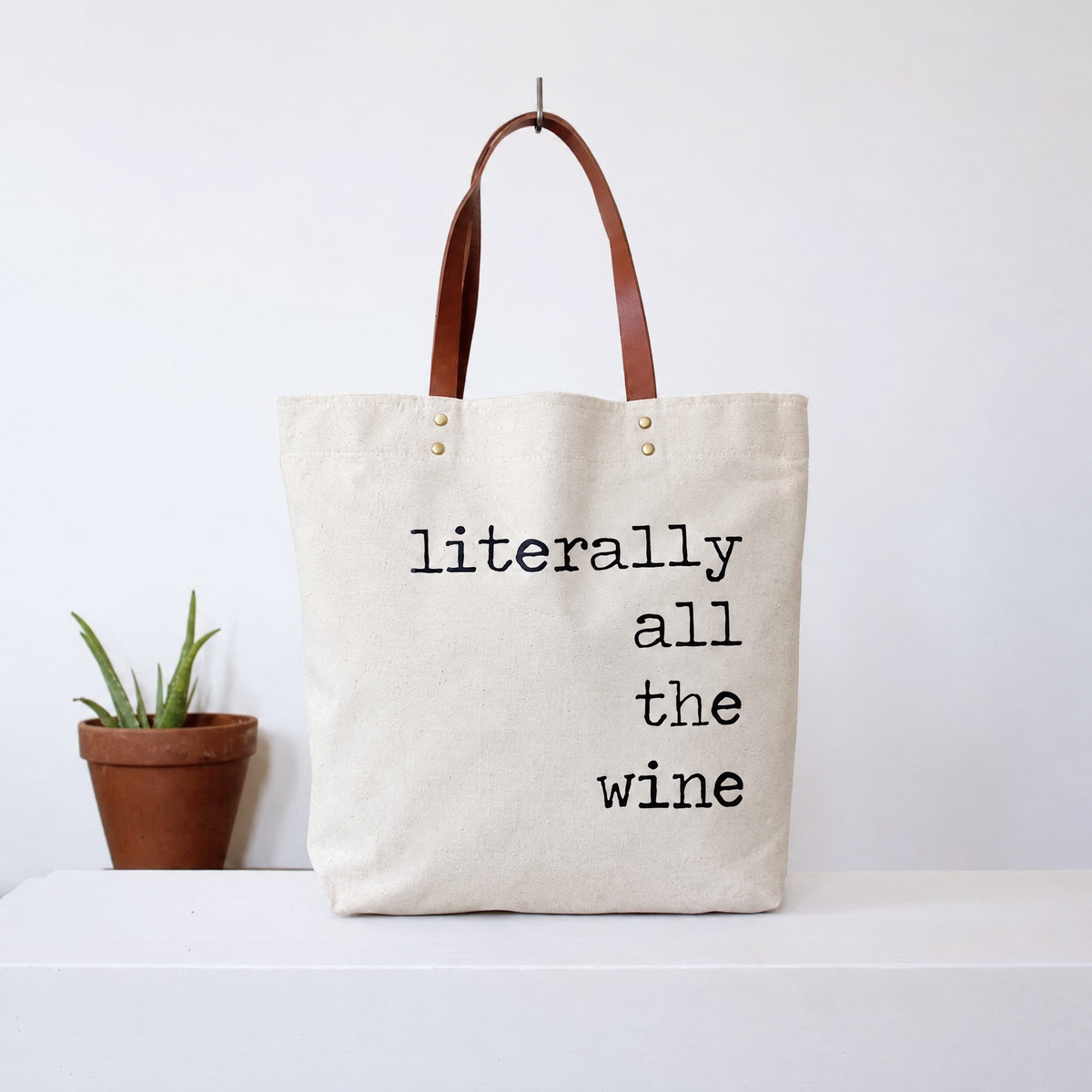 Literally All The Wine Giftable Tote Bag | Vegan Leather Handles-Fun Club-The Bullish Store