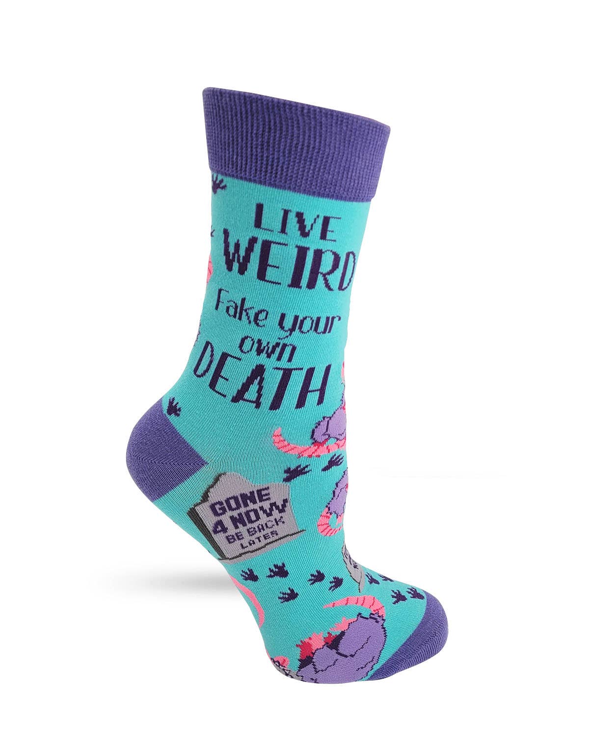 Live Weird, Fake Your Own Death Possum Women's Crew Socks-Fabdaz-The Bullish Store