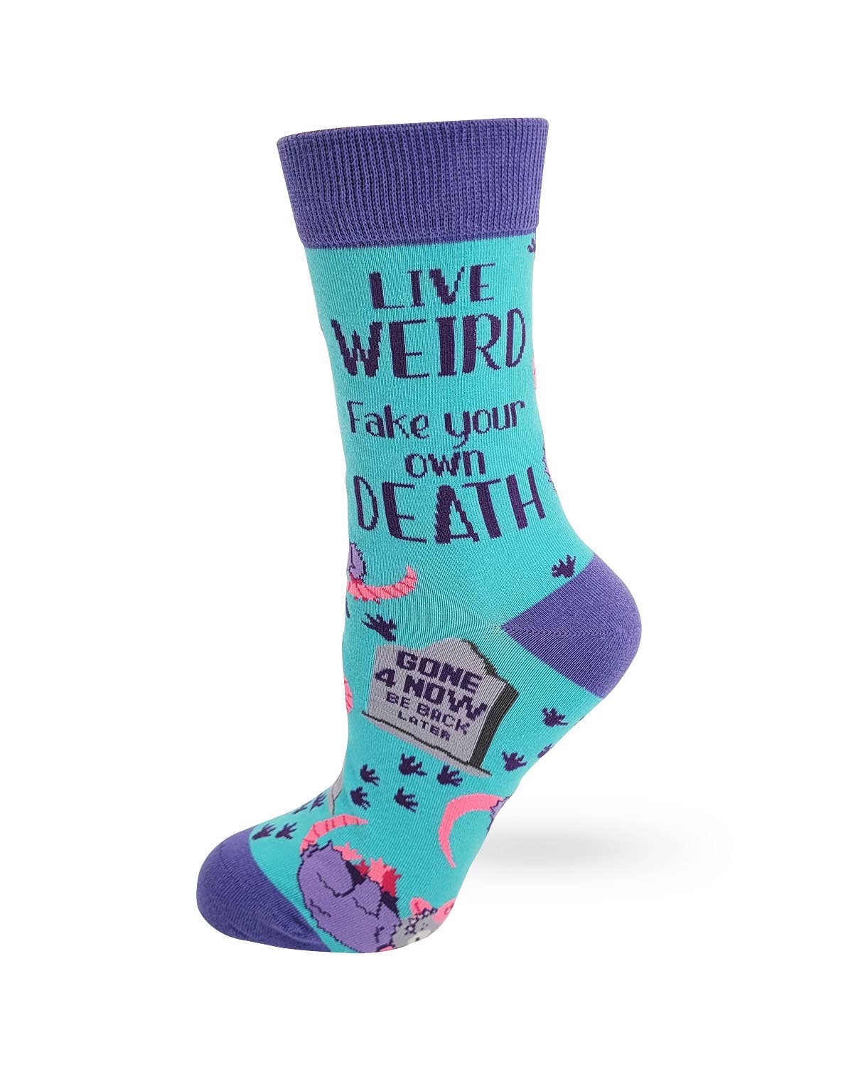 Live Weird, Fake Your Own Death Possum Women's Crew Socks-Fabdaz-The Bullish Store