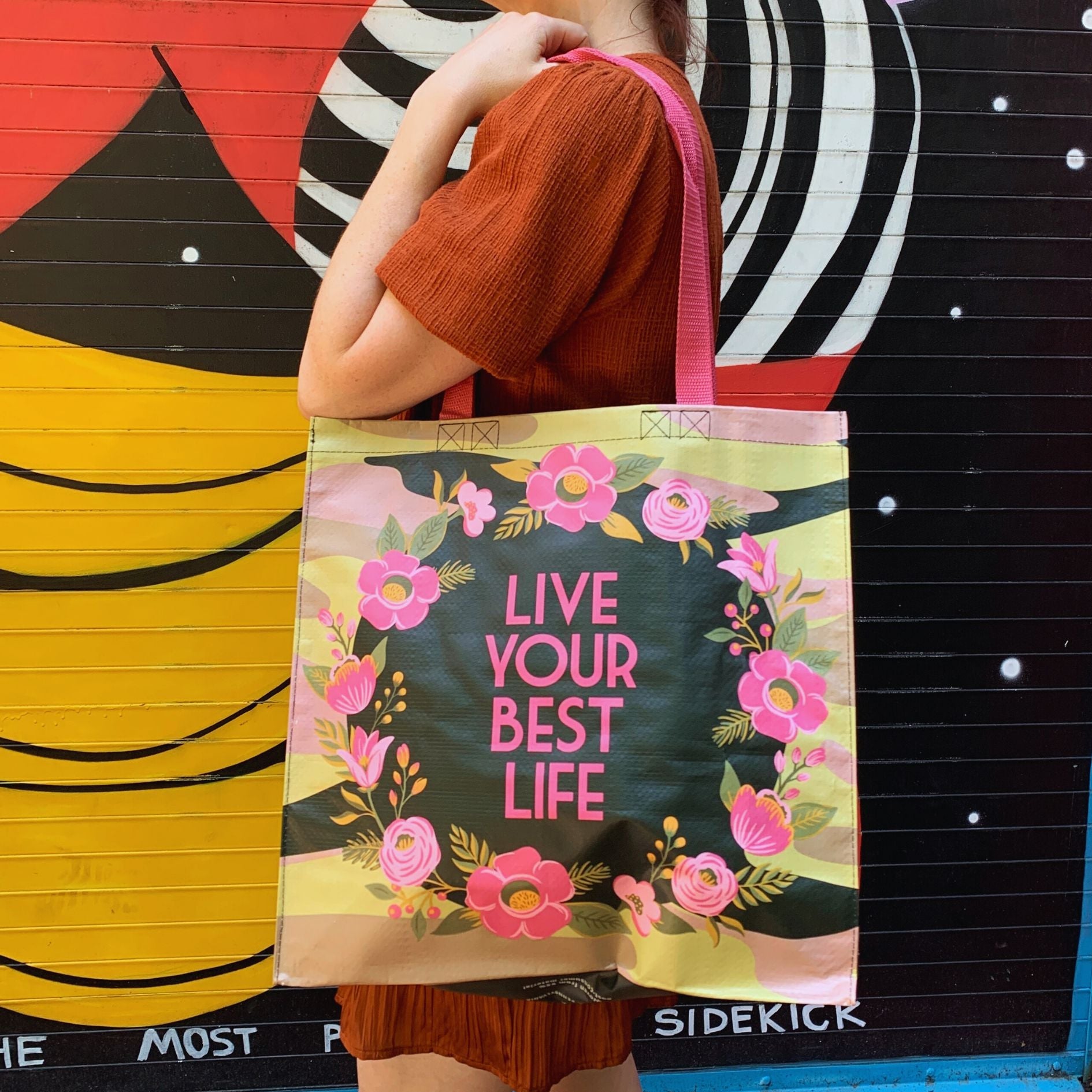 Live Your Best Life Floral Camo Market Tote Bag