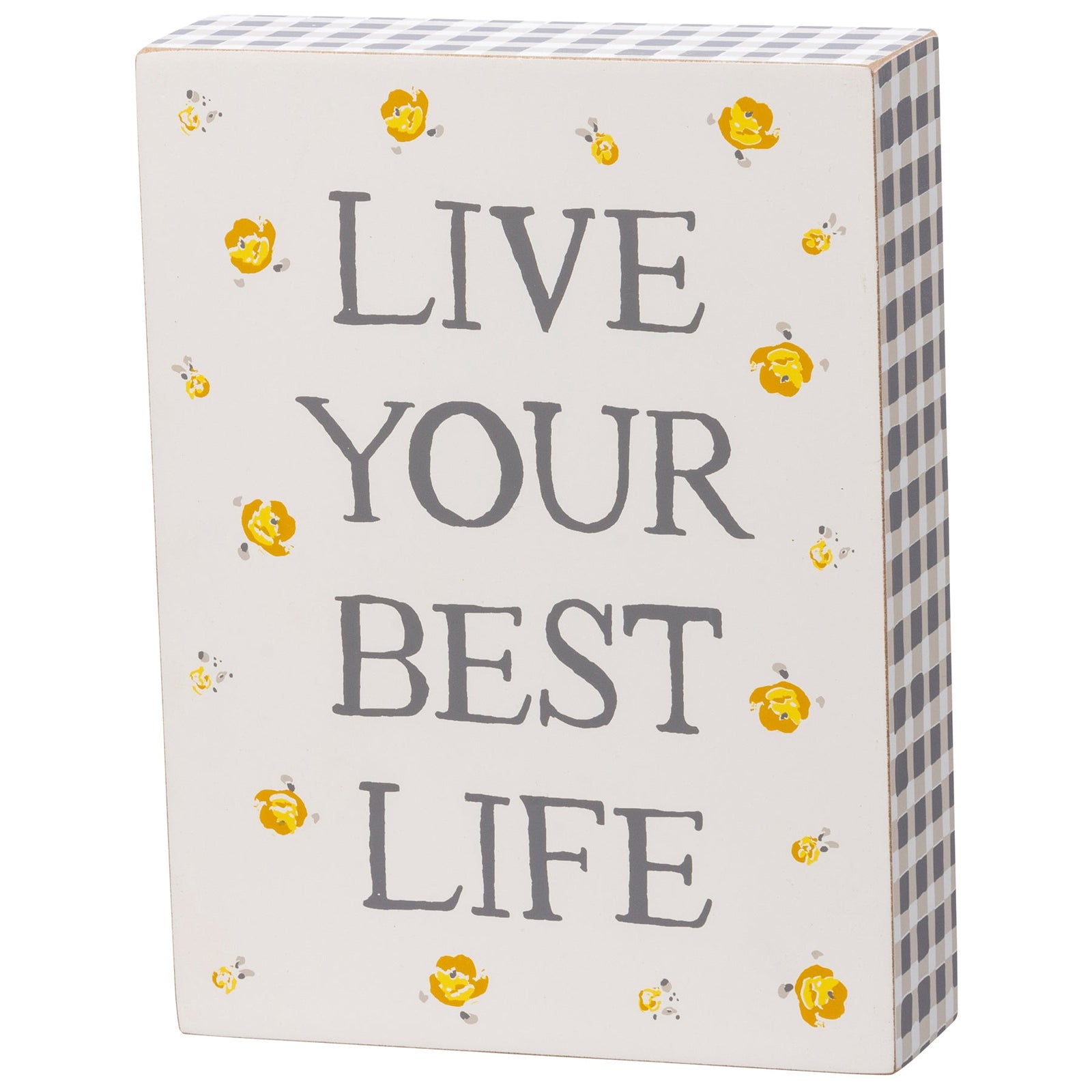 Live Your Best Life Watercolor Box Sign | Motivational Quote Wooden Sign Decor Display | 6" x 8"