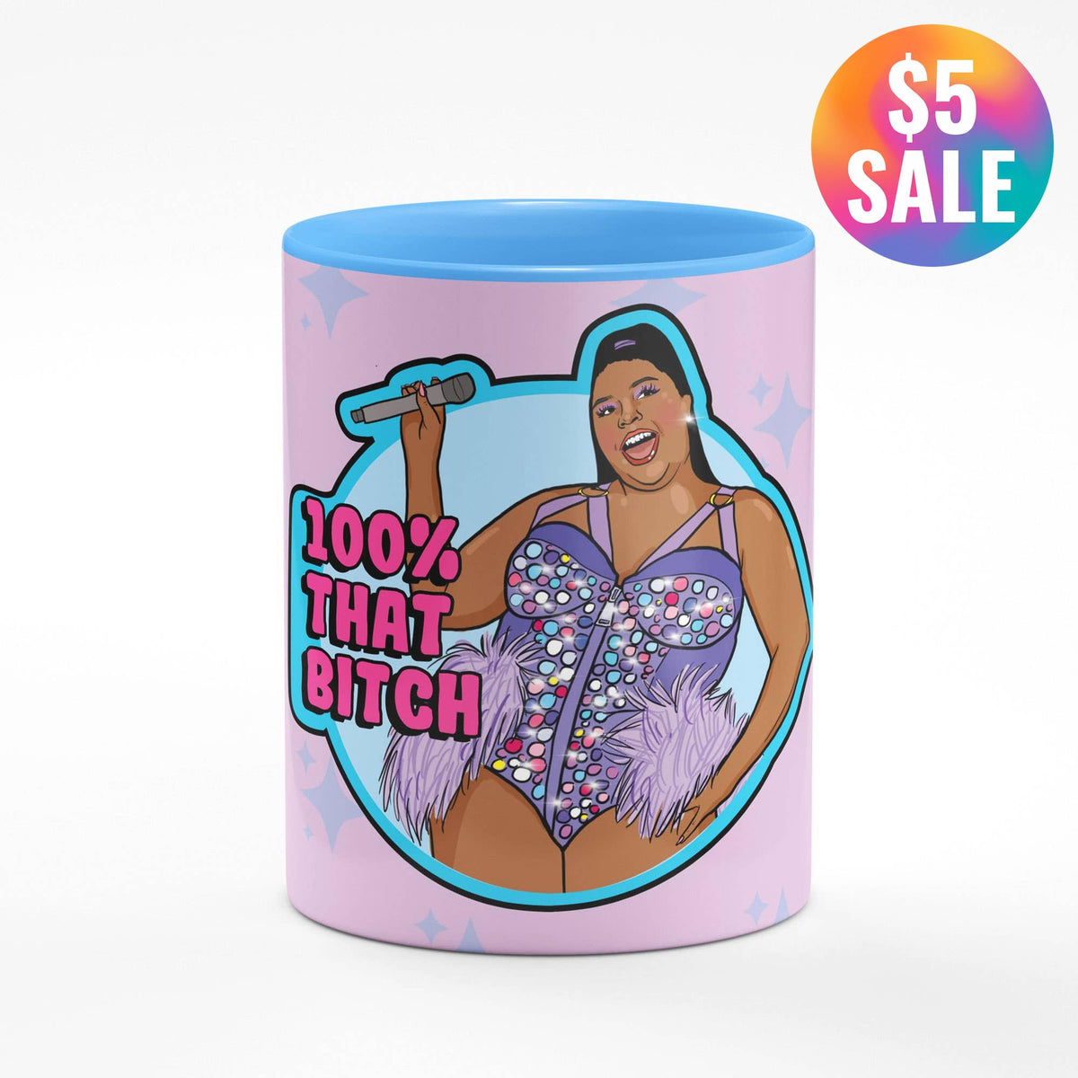 Lizzo Blue Mug | Ceramic Tea Coffee Cup | 11oz