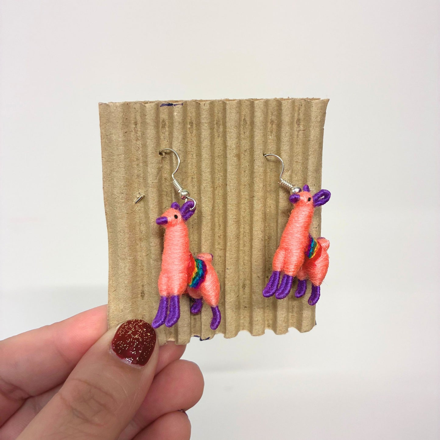 Llamita Handmade Dangling Earrings in 10 Color Combos | Made in Peru Mini Llama Earrings