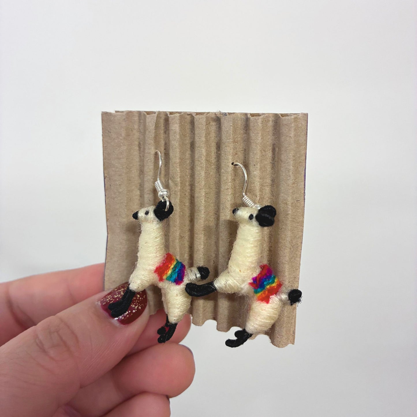 Llamita Handmade Dangling Earrings in 10 Color Combos | Made in Peru Mini Llama Earrings