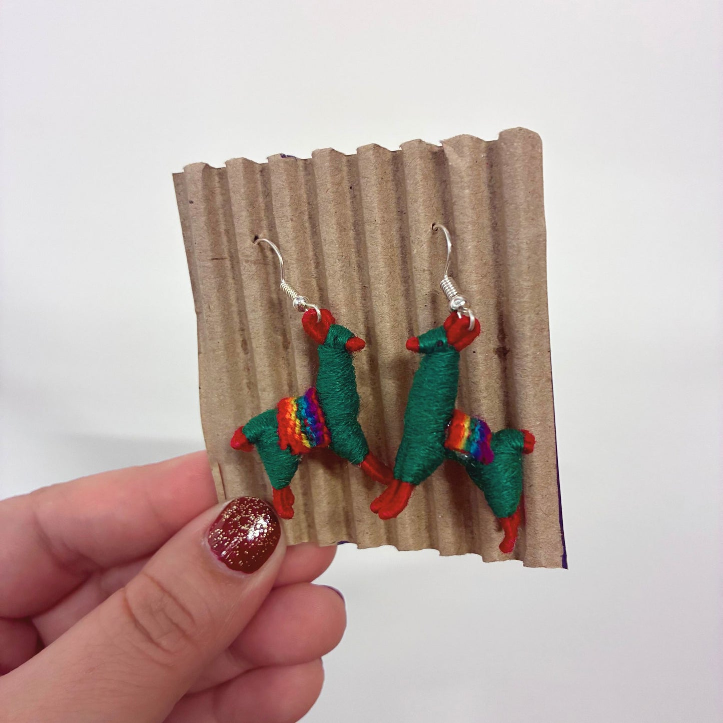 Llamita Handmade Dangling Earrings in 10 Color Combos | Made in Peru Mini Llama Earrings