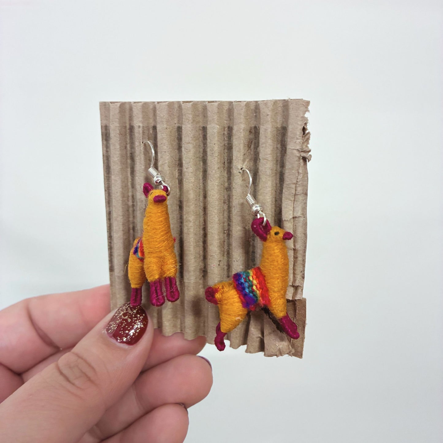 Llamita Handmade Dangling Earrings in 10 Color Combos | Made in Peru Mini Llama Earrings