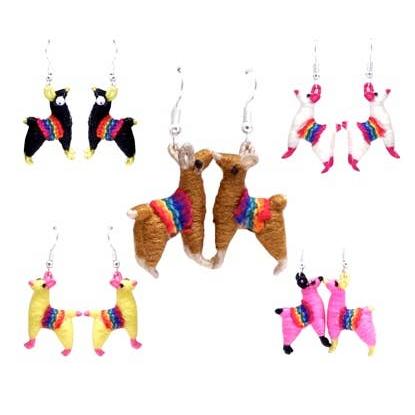 Llamita Handmade Dangling Earrings in 10 Color Combos | Made in Peru Mini Llama Earrings