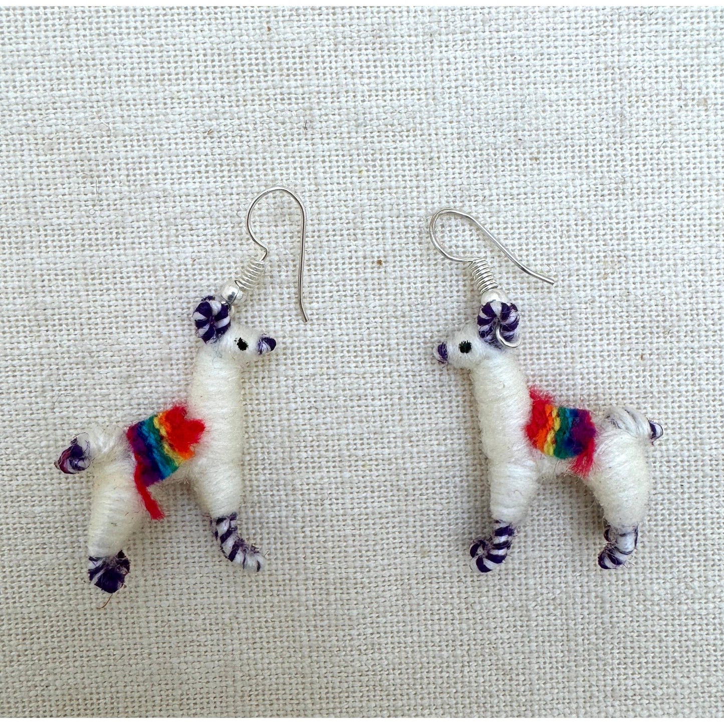 Llamita Handmade Dangling Earrings in 10 Color Combos | Made in Peru Mini Llama Earrings