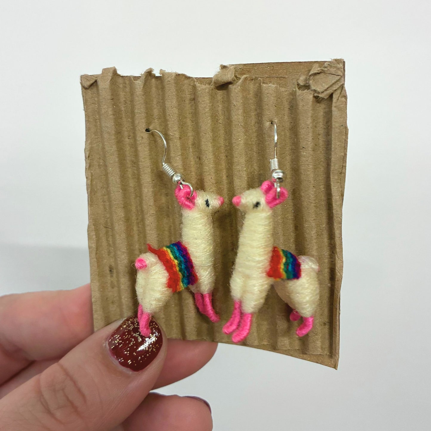 Llamita Handmade Dangling Earrings in 10 Color Combos | Made in Peru Mini Llama Earrings