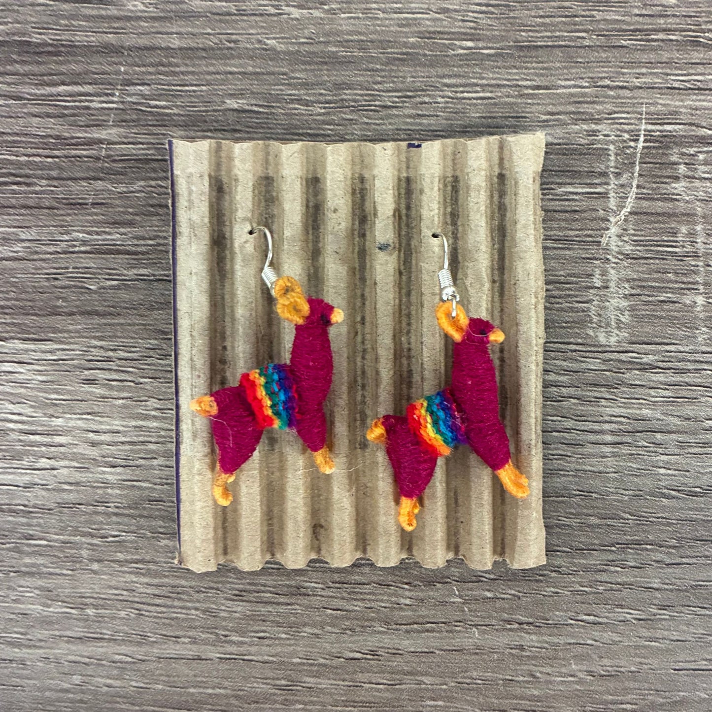 Llamita Handmade Dangling Earrings in 10 Color Combos | Made in Peru Mini Llama Earrings