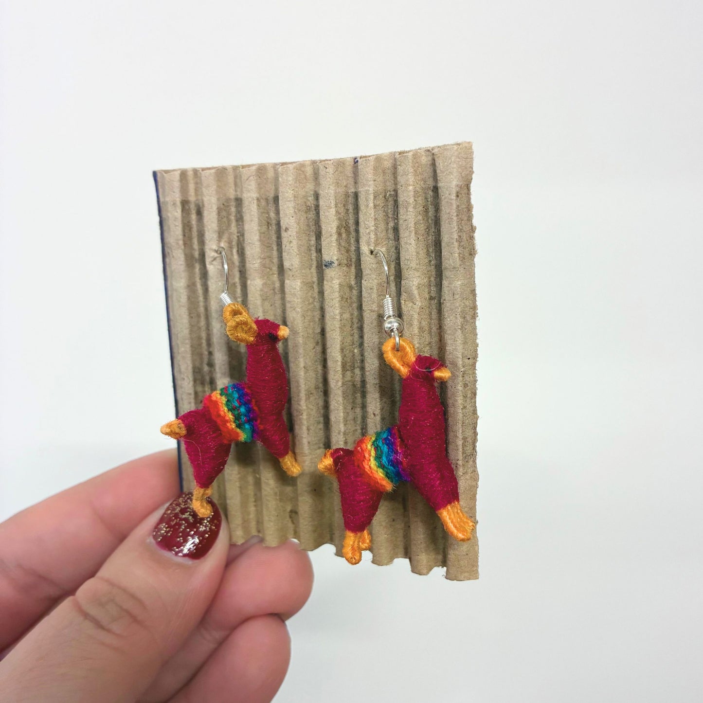 Llamita Handmade Dangling Earrings in 10 Color Combos | Made in Peru Mini Llama Earrings