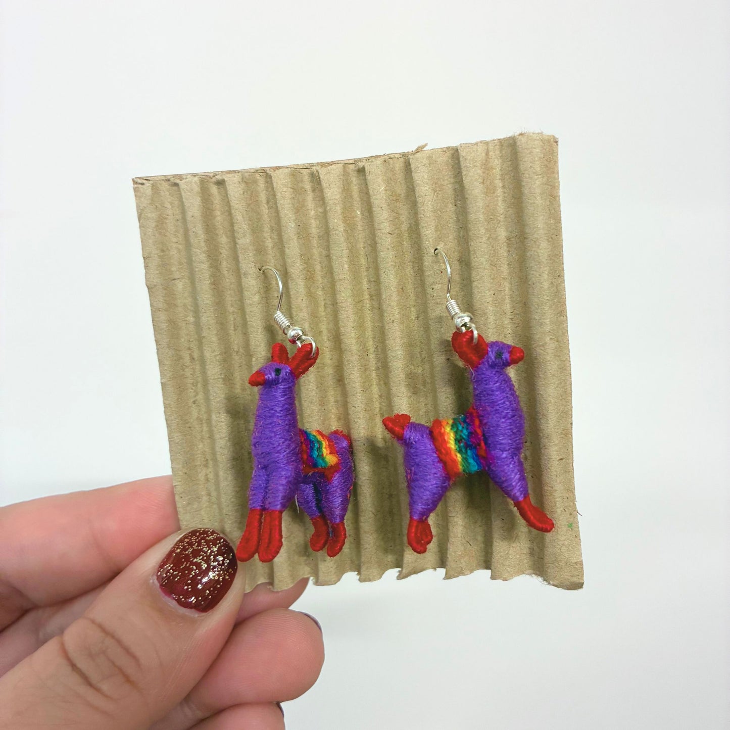 Llamita Handmade Dangling Earrings in 10 Color Combos | Made in Peru Mini Llama Earrings