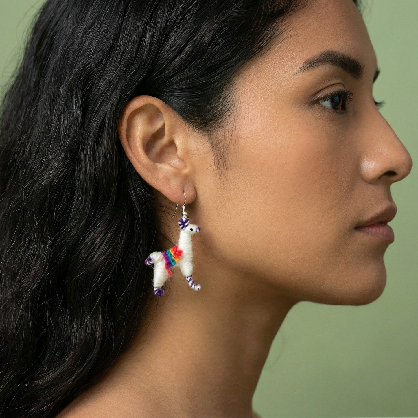 Llamita Handmade Dangling Earrings in 10 Color Combos | Made in Peru Mini Llama Earrings