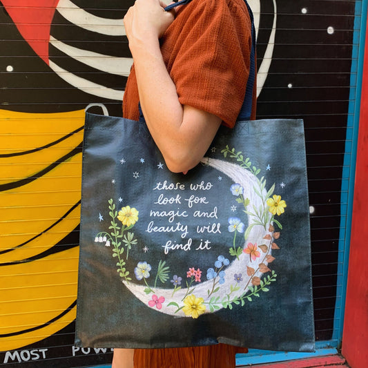 Look For Magic And Beauty Market Tote | Daily Shopping Storage Bag | 15.50" x 15.25" x 6"