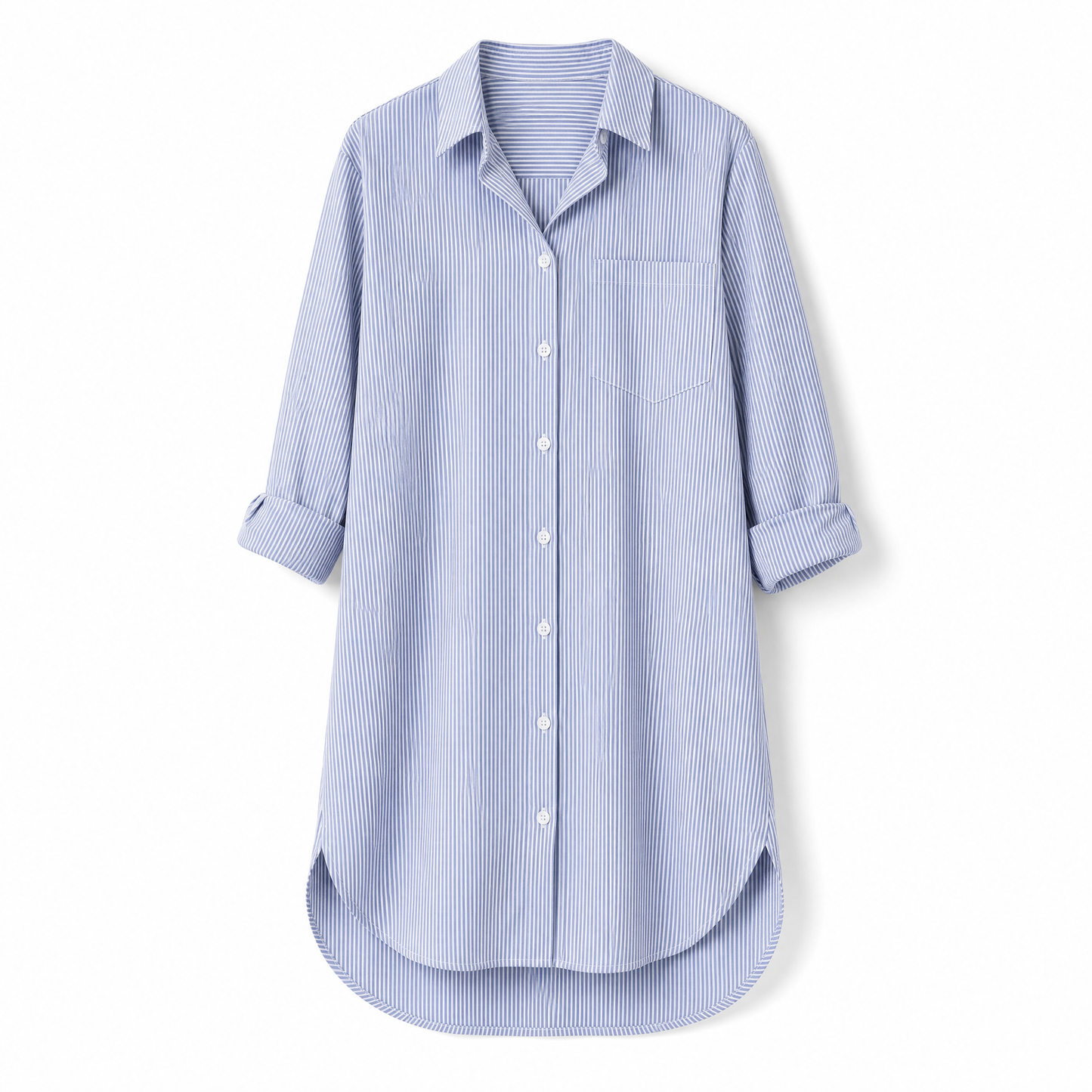Loose Casual Long Sleeve Shirt Dress in Navy Blue [Available in SM-1X]