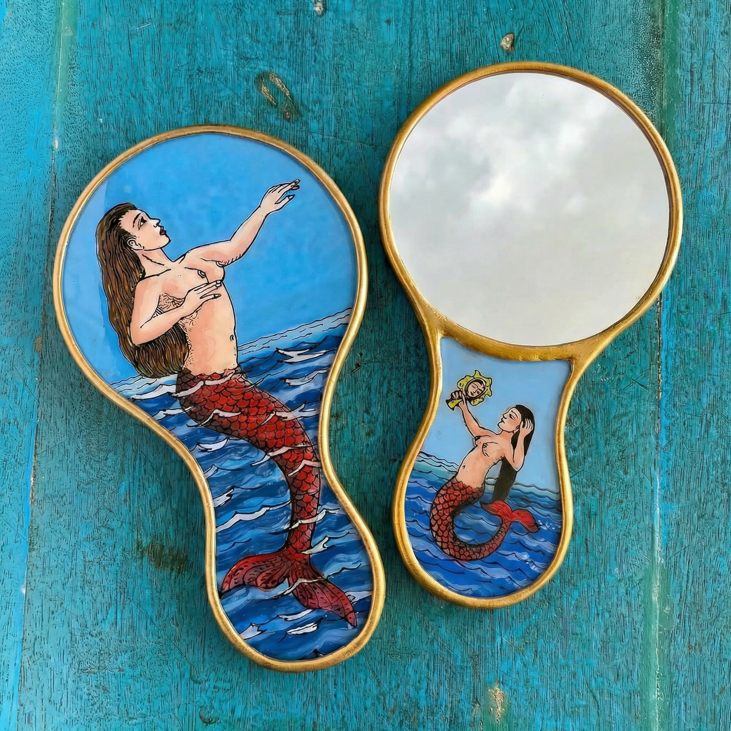 Loteria Mermaid Hand Mirror | Made in Peru Handy Purse Travel Mirror