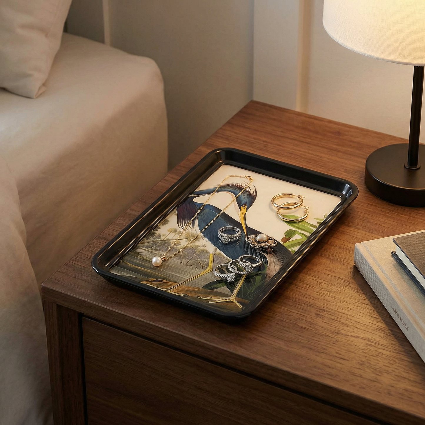 Louisiana Heron Audubon Decorative Tray | Classic Bird Art Catchall