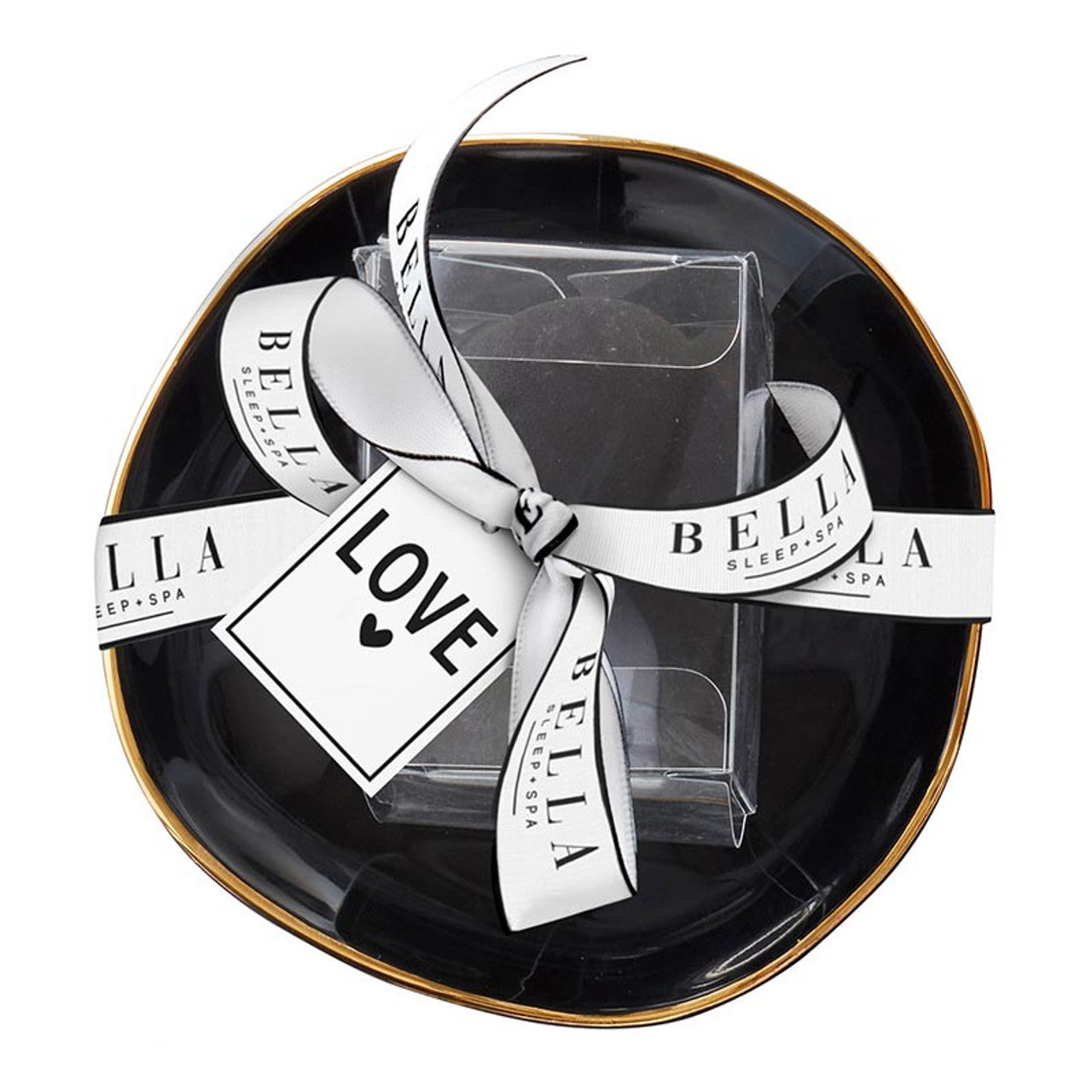 Love Black Ceramic Tray with Makeup Sponge Gift Set | Cosmetic Giftable Beauty Tools Set