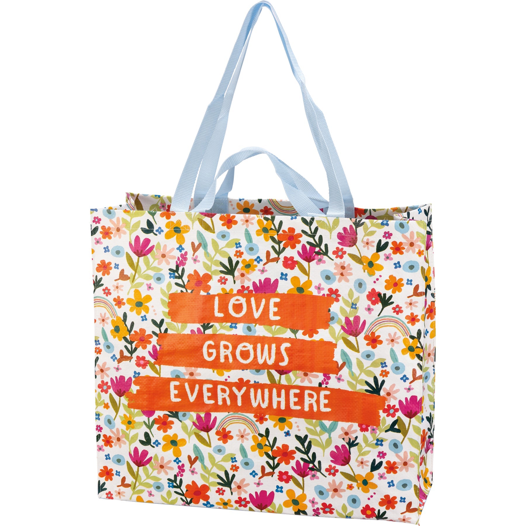 Love Grows Everywhere Shopping Tote Bag | Extra Large Market Eco Bag | 19.50" x 17.50" x 7"