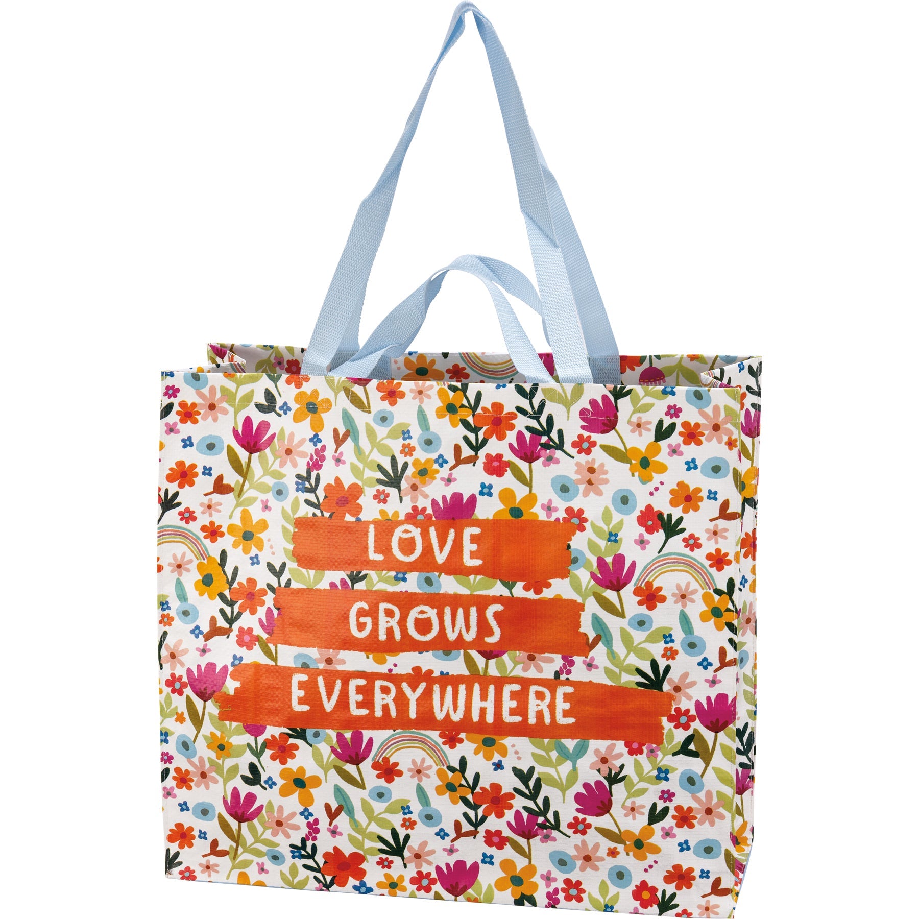 Love Grows Everywhere Shopping Tote Bag | Extra Large Market Eco Bag | 19.50" x 17.50" x 7"