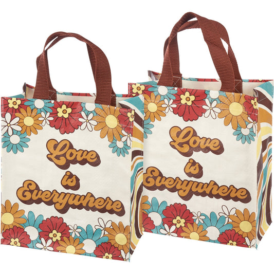 Love Is Everywhere Daily Tote Bag | Shopping Market Lunch Storage Bag | 8.75" x 10.25" x 4.75"