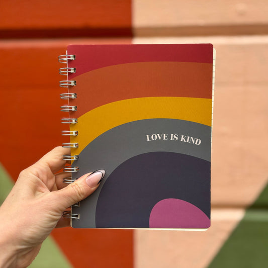 Love Is Kind Spiral Notebook | Rainbow Pride | 5.75" x 7.50"  | 120 Lined Pages