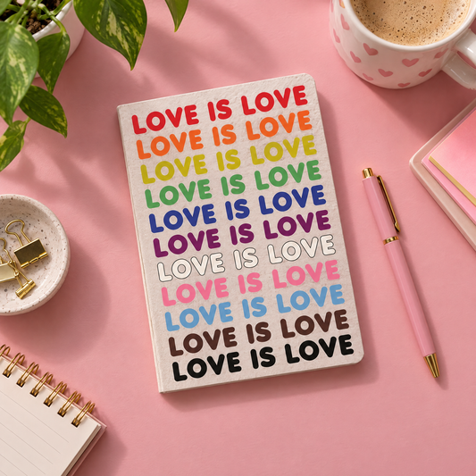 Love Is Love Journal LGBTQ+ Pride Notebook with Rainbow Back Cover | 160 Lined Pages-Primitives by Kathy-The Bullish Store