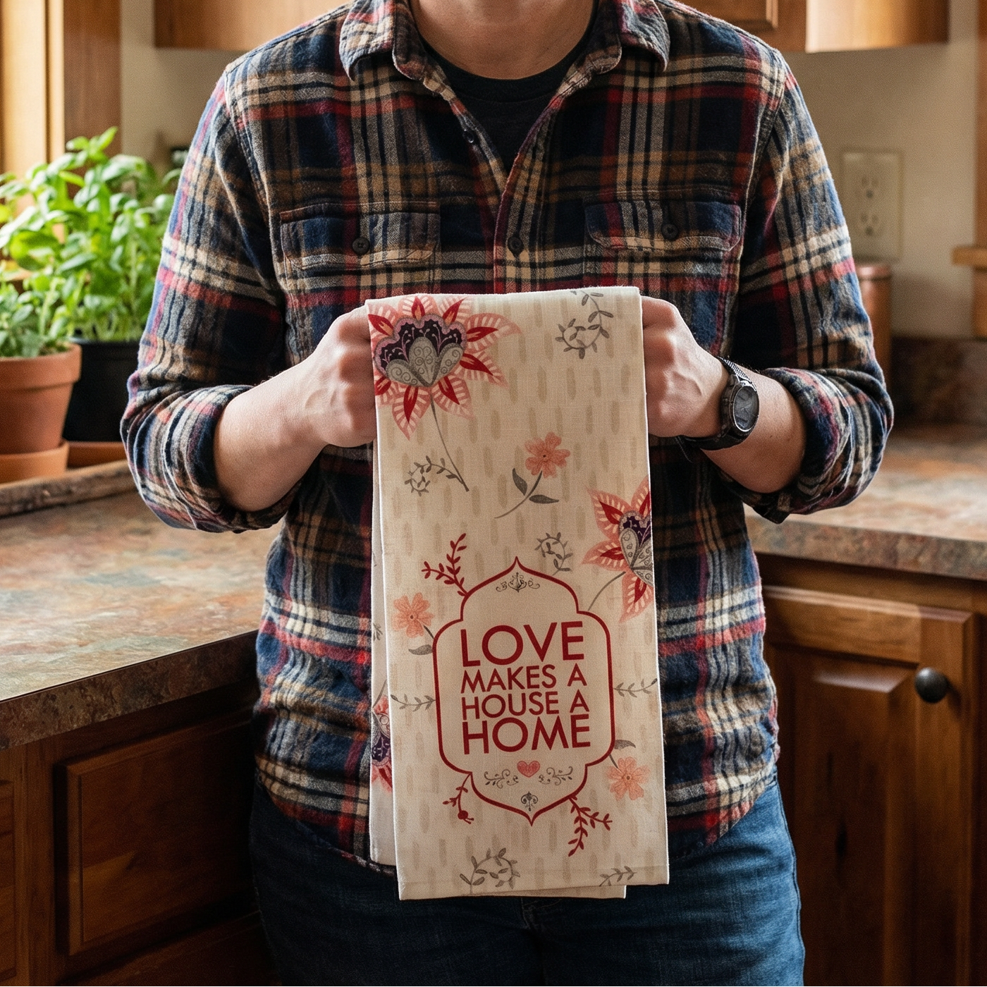 Love Makes A House A Home Dish Towel