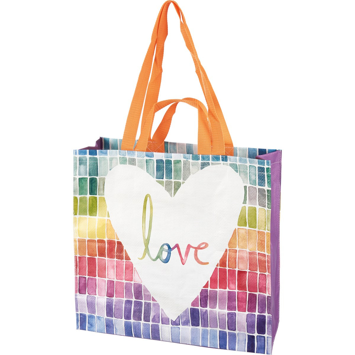 Love Market Tote | Mosaic Rainbow Pattern Shopping Bag | 15.50" x 15.25" x 6"