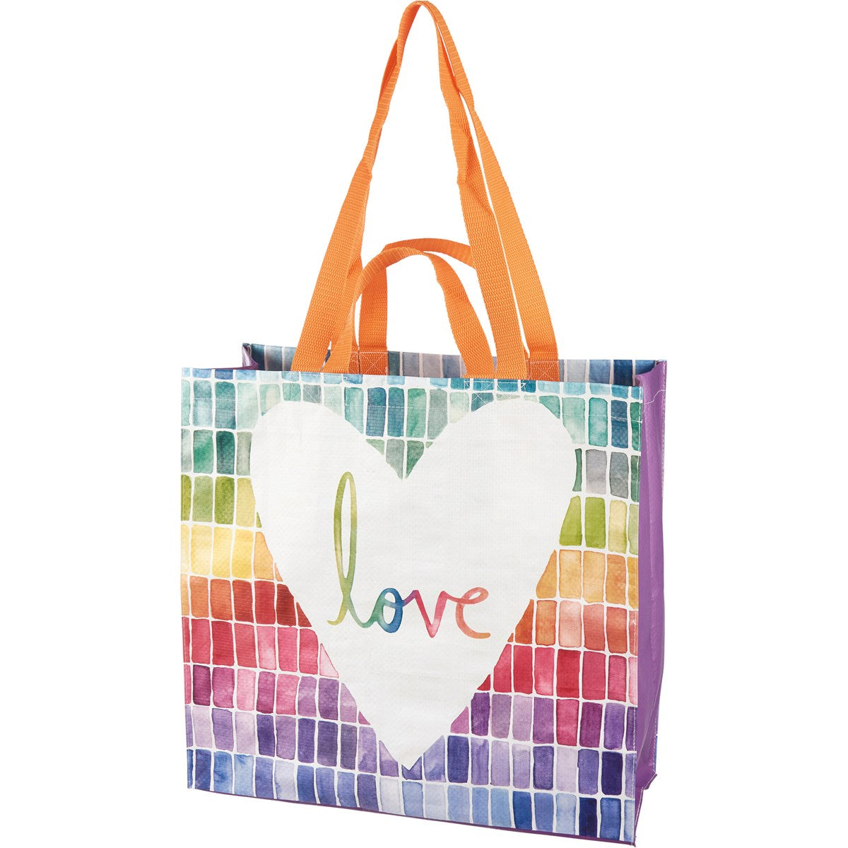 Love Market Tote | Mosaic Rainbow Pattern Shopping Bag | 15.50" x 15.25" x 6"