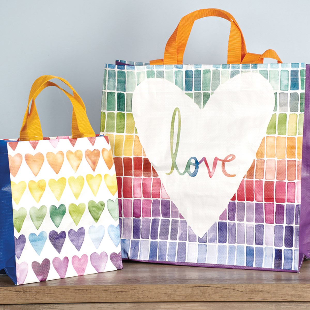 Love Market Tote | Mosaic Rainbow Pattern Shopping Bag | 15.50" x 15.25" x 6"