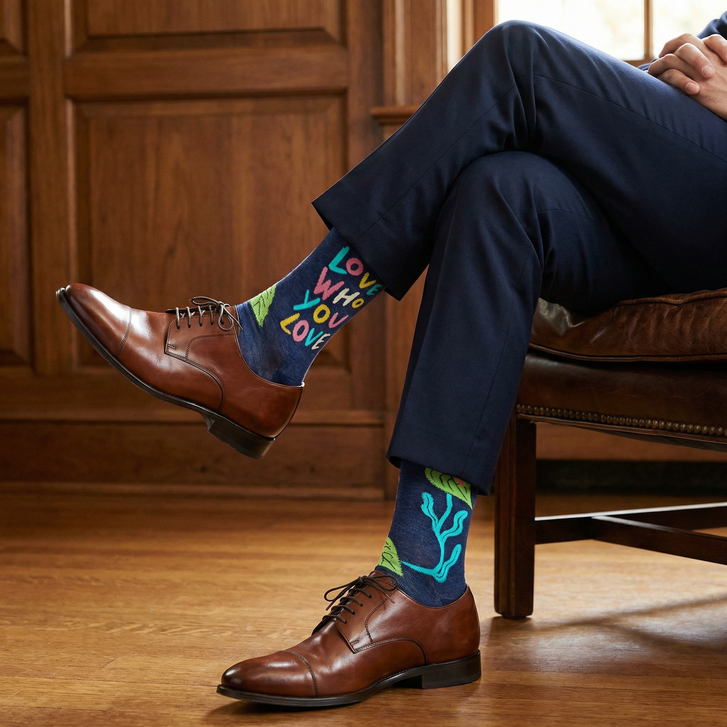 Love Who You Love Men's Crew Socks | Pride LGBTQ Equality Theme Socks | BlueQ at GetBullish