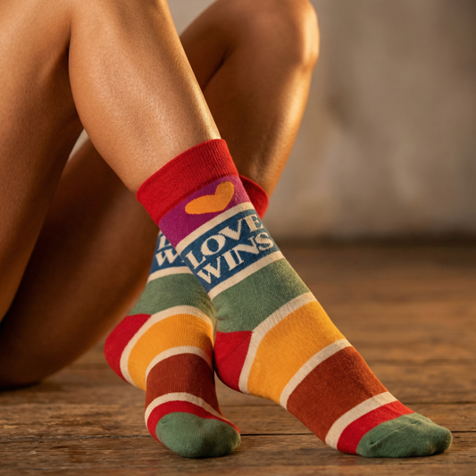 Love Wins Heart Stripes Crew Socks | Pride LGBT
