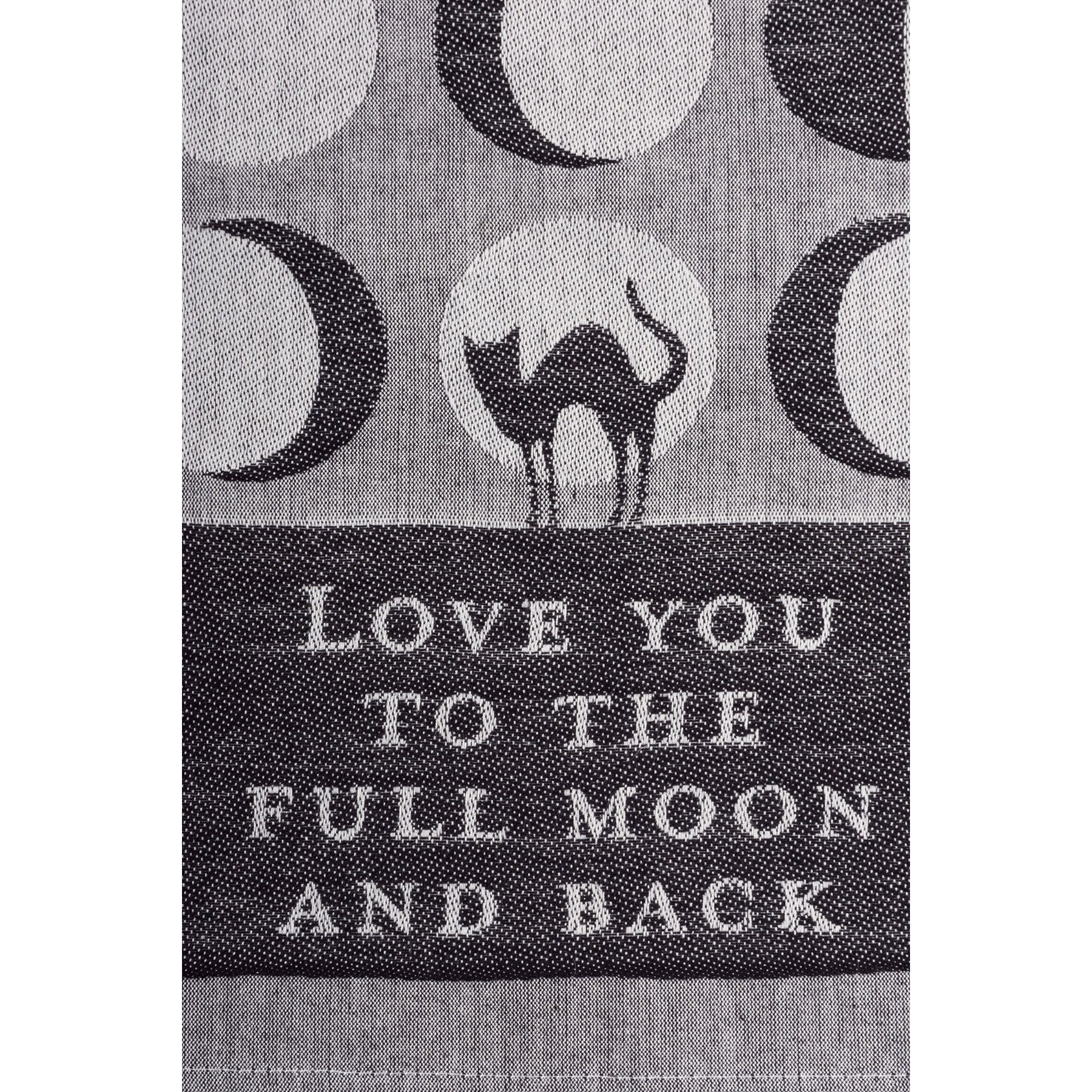 Love You To The Full Moon And Back Kitchen Towel | Black Cat Moon Phases | 20" x 28"