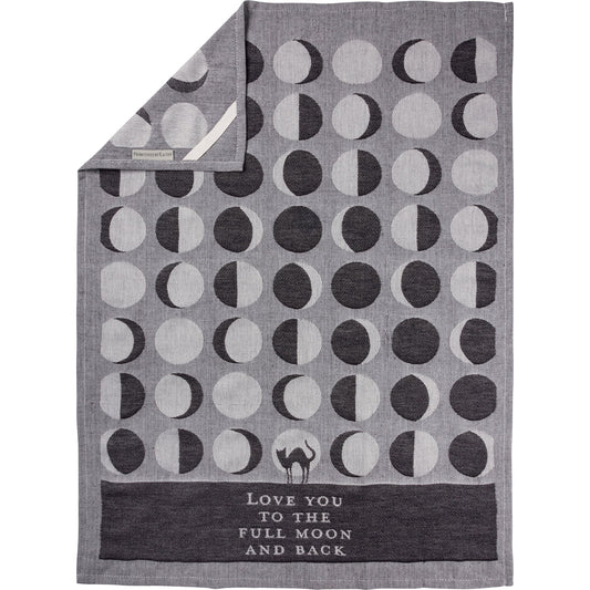 Love You To The Full Moon And Back Kitchen Towel | Black Cat Moon Phases | 20" x 28"