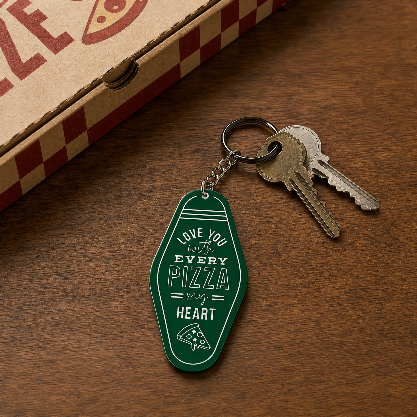 Love You with Every Pizza My Heart Keychain