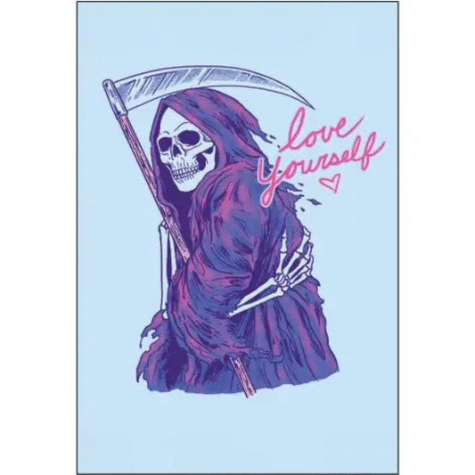 Love Yourself Rectangular Magnet in Grim Reaper/ Skeleton of Death Design | Refrigerator Magnetic Surface Decor-Ephemera-The Bullish Store
