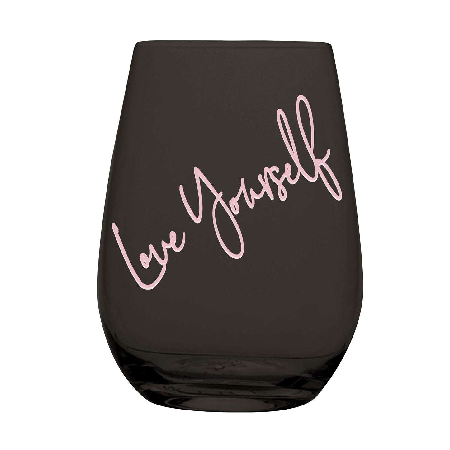 Love Yourself Stemless Black Wine Glass | 20 Oz