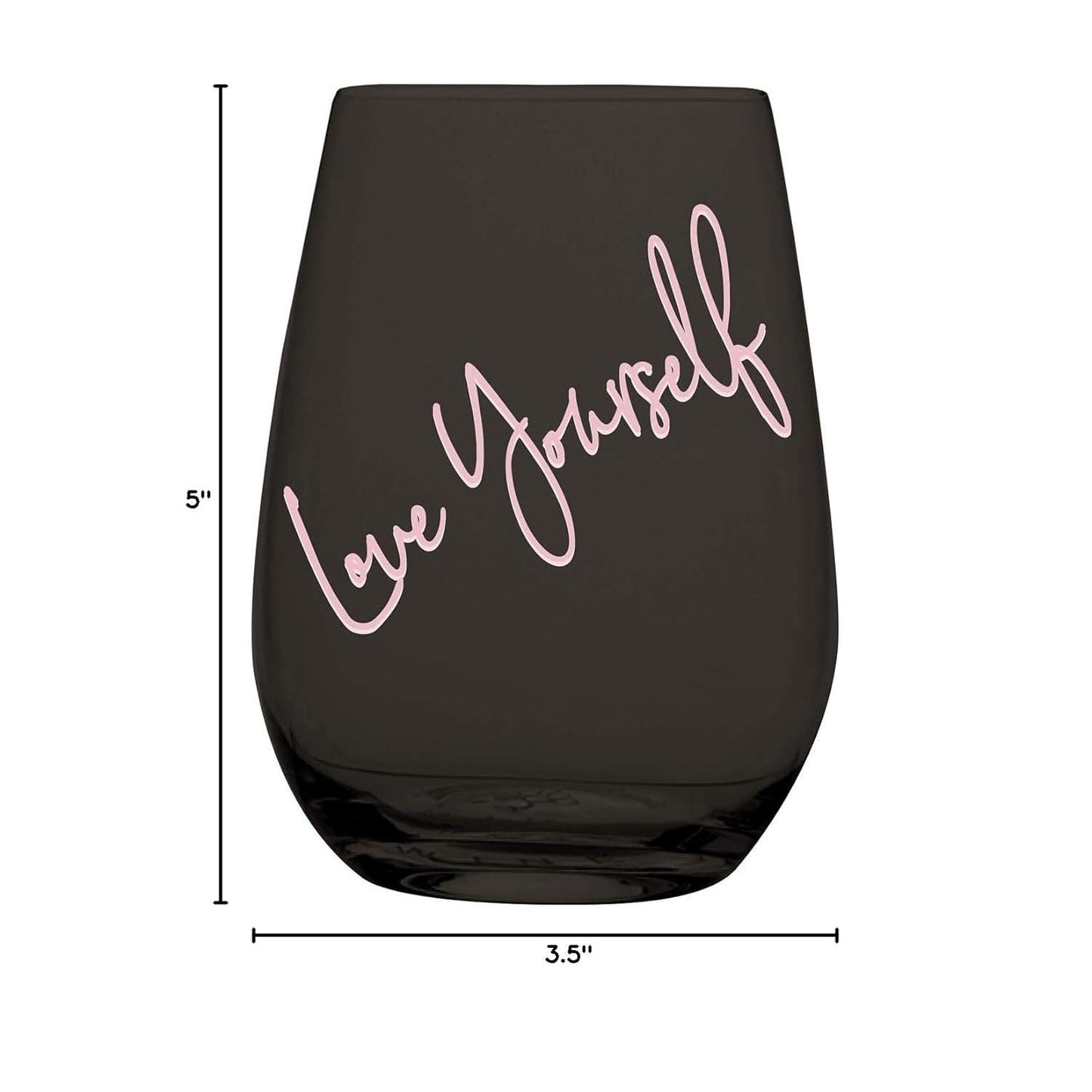Love Yourself Stemless Black Wine Glass | 20 Oz
