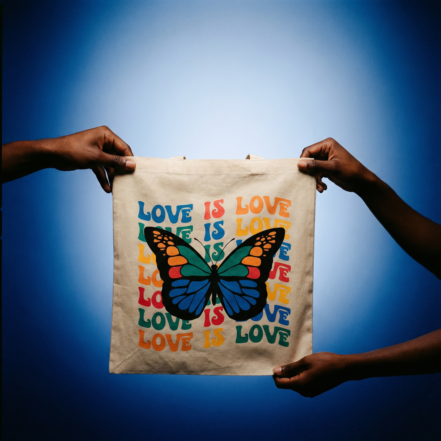 Love is Love Rainbow Butterfly LGBTQ Pride Canvas Tote Bag