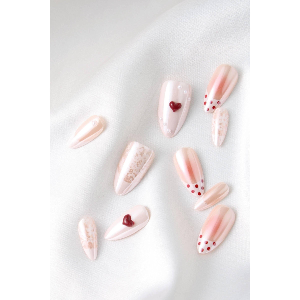 Nail art with heart designs