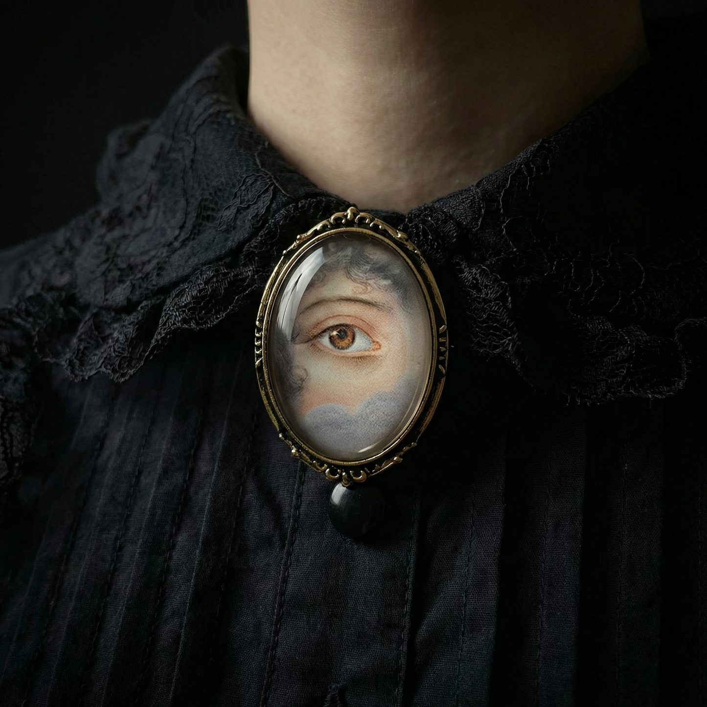 Lover’s Eye Brooch Victorian Eye Painting | Vintage Glass Cabochon Pin