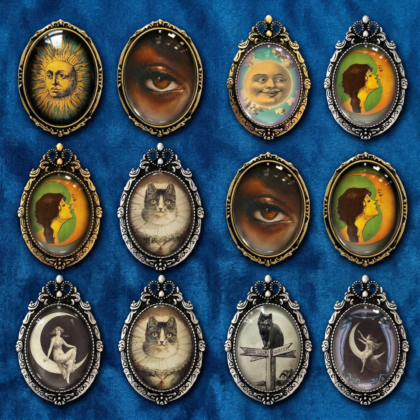 Lover’s Eye Brooch Victorian Eye Painting | Vintage Glass Cabochon Pin