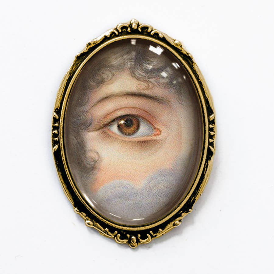 Lover’s Eye Brooch Victorian Eye Painting | Vintage Glass Cabochon Pin